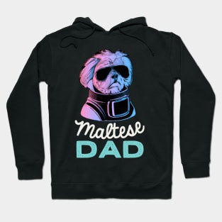 Maltese Dad Synthwave Dog Owner Retro Dog Father Hoodie